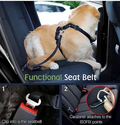 Dog Seat Belt, Safety Vest Dog Car Harness with Adjustable Buckle Dog Seat Belt for Vehicle Nylon Pet Safety Seat Belts Heavy Duty(S, Lake Blue)