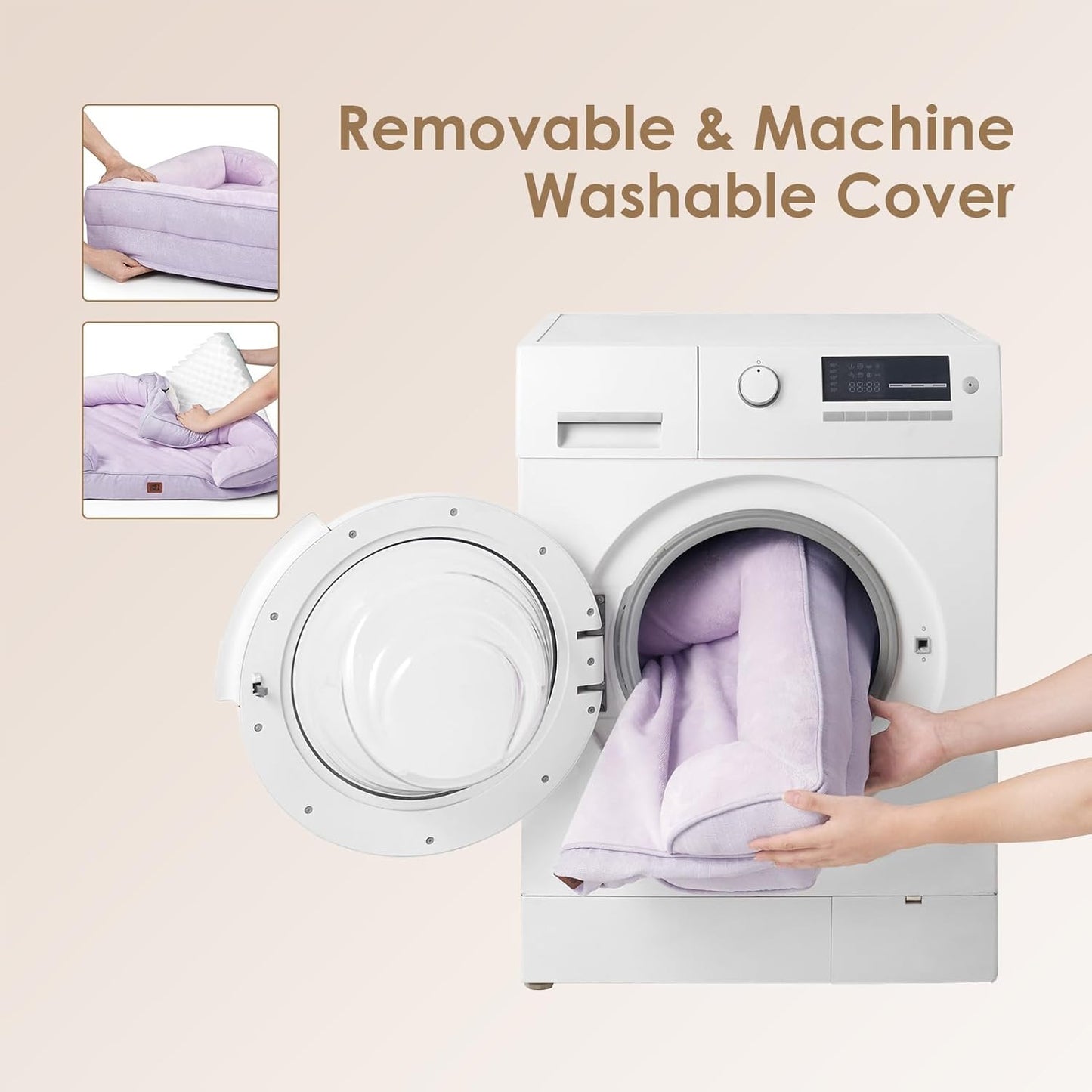 EHEYCIGA Orthopedic Dog Beds for Extra Large Dogs, Waterproof Memory Foam XXL Pet Bed with Sides, Non-Slip Bottom and Egg-Crate Foam Big Dog Couch Bed with Washable Removable Cover, Lilac