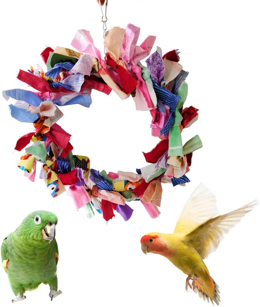Litewoo Parrot Swing Toy Chewing Garland Toy Pendant Beautifully Decorated for Bird Parakeet Cockatiel Canary Macaw Budgie Lovebirds Conures Finches