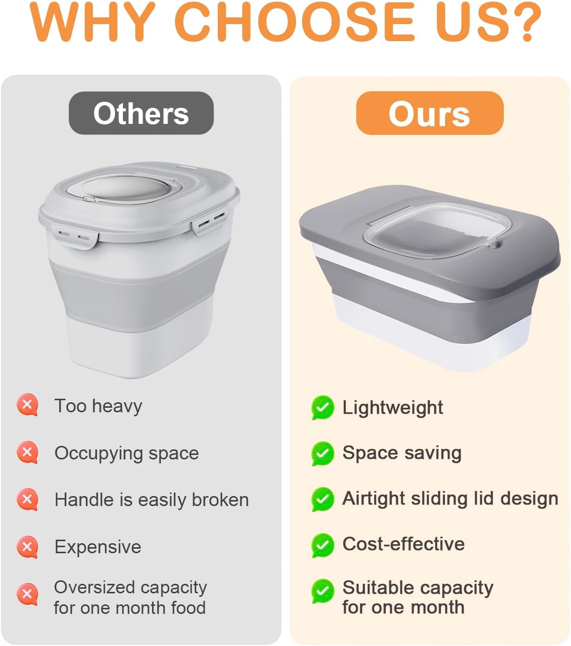 10-26 LBS Dog Food Storage Container,Collapsible Dog Food Containers with Airtight Lid,Pet Food Storage Container,Cat Food Storage Container with Scoops and Measuring Cups