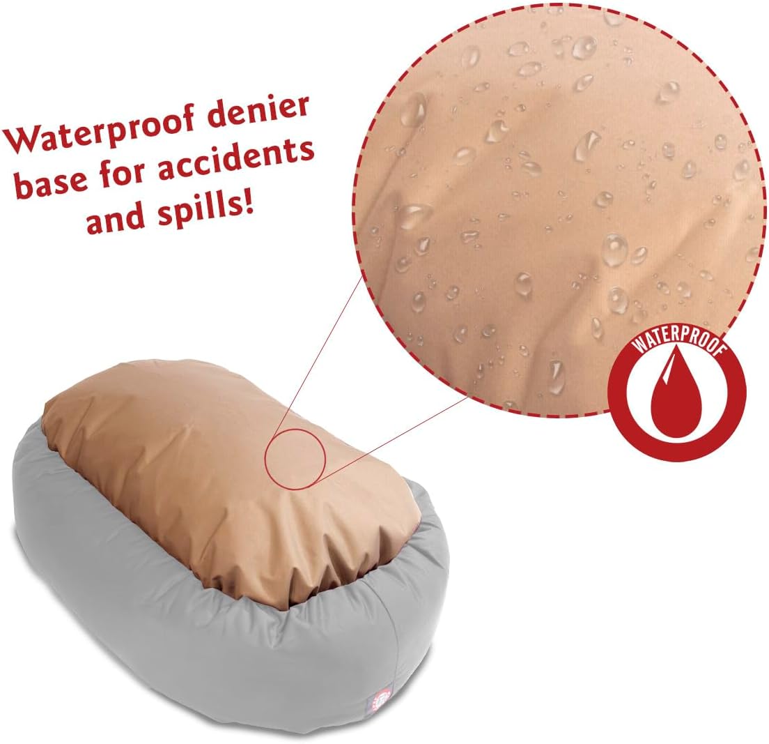 Majestic Pet 32 Inch Micro Velvet Calming Dog Bed Washable 32x23x7 (inch) – Cozy Soft Round Donut Dog Bed with Spine for Head Support - Pet Bed Medium – Pearl