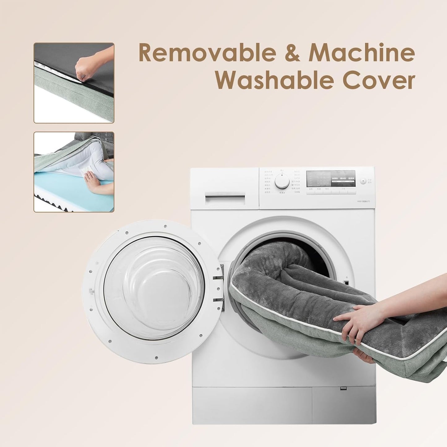 EHEYCIGA Orthopedic Dog Beds for Large Dogs, Waterproof Memory Foam Large Pet Bed with Sides, Non-Slip Bottom and Egg-Crate Foam Dog Couch Bed with Washable Removable Cover, Greyish Green