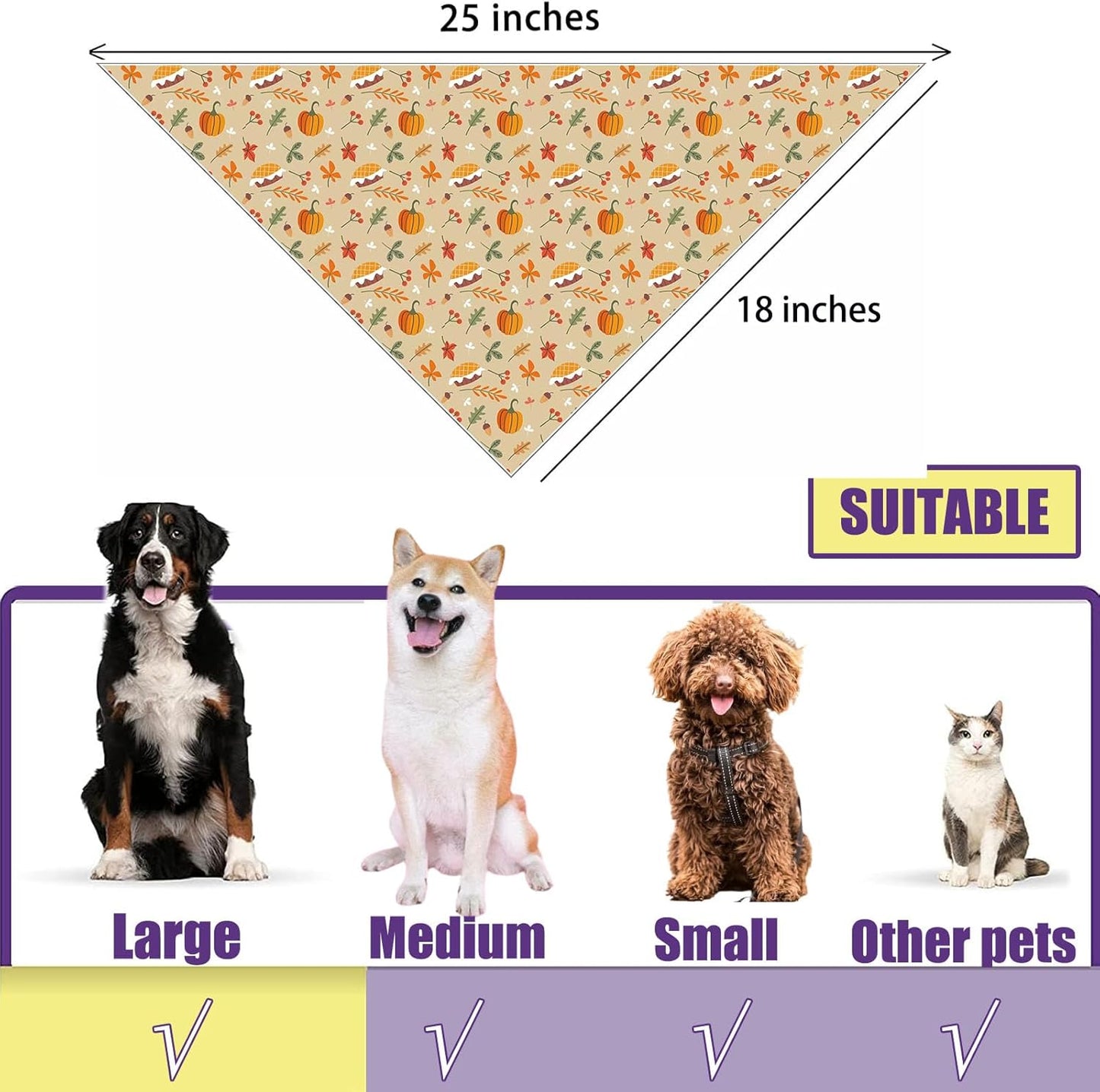 2 Pack Halloween Dog Bandanas Thanksgiving Bandanas Pumpkin Design Reversible Holiday Dog Scarf, Triangle Halloween Bandana for Small Medium Large Dogs Pets