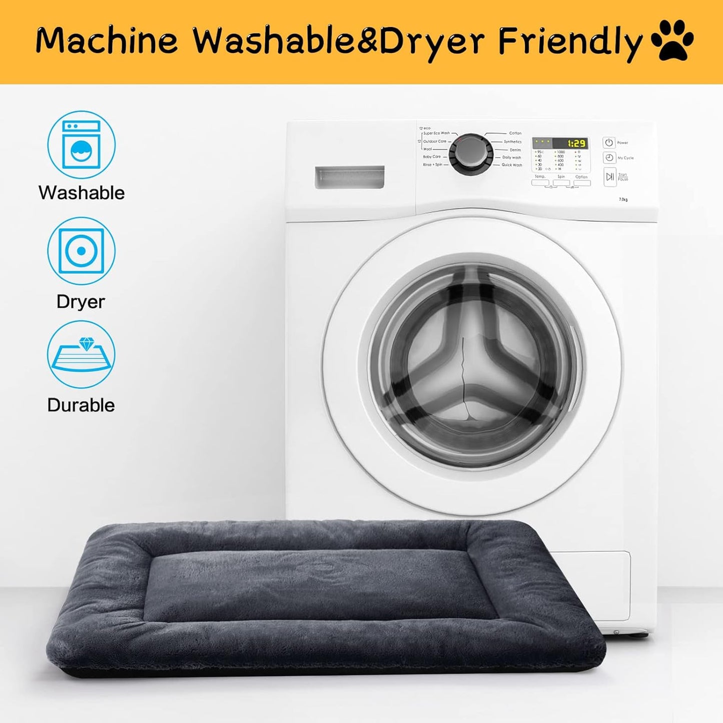 Dog Beds Crate Pad for Medium Dogs Fit Dog Crates,Washable & Anti-Slip Kennel Pad for Dogs Cozy Sleeping Mat,Dark Gray 30inch