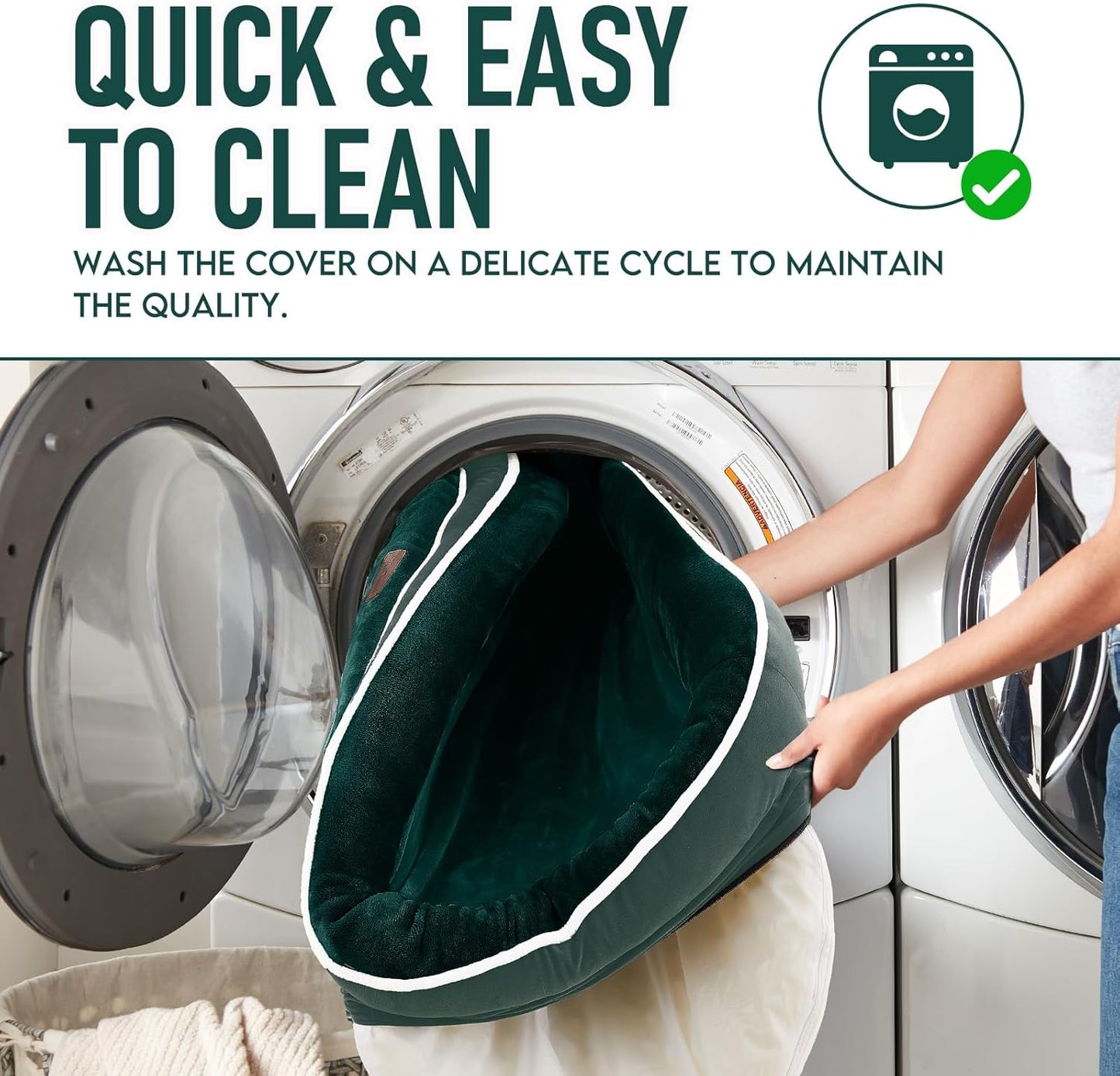 OhGeni Orthopedic Dog Couch Pet Sofa Large Sized Cat Beds with Comfort Foam Support, Soft Comfortable Fabric, Machine Washable Waterproof Removable Cover, 35-Inch (Dark Green)