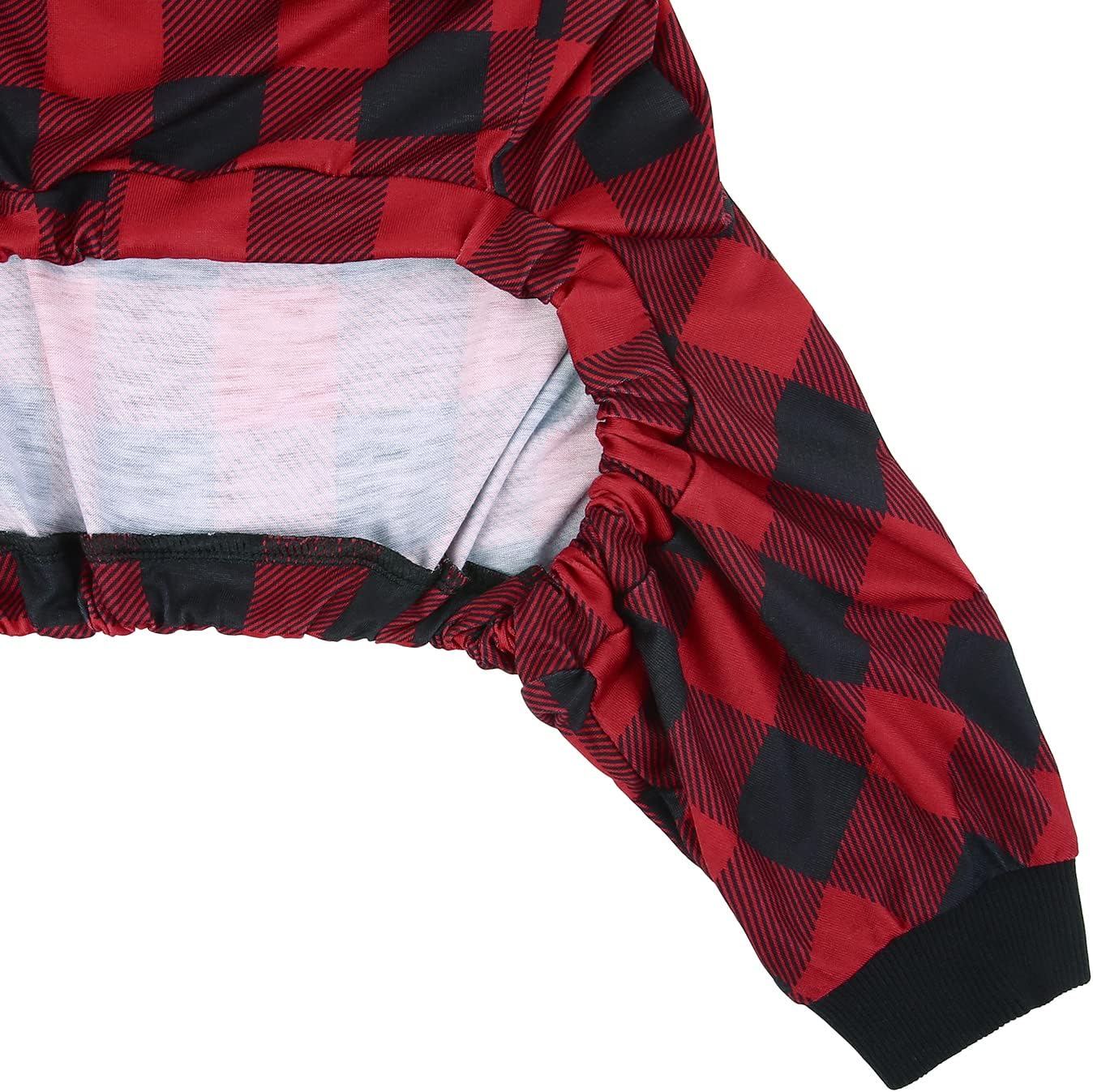 HDE Dog Pajamas One Piece Jammies Jumpsuit Pet Clothes Outfit Stretchy Lightweight Comfy Shirt Pjs for M-3XL Dogs Buffalo Plaid - XL