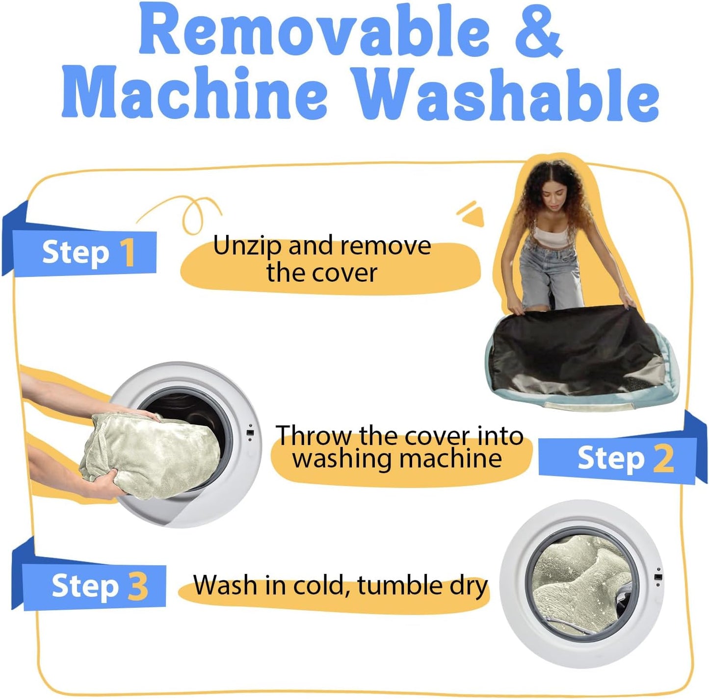 Washable Orthopedic Large Dog Bed - Removable Orthopedic Foam Dog Beds with Bolsters Waterproof Large Dogs Bed and Non-Slip Bottom Extra Large Dogs Beds Sofa