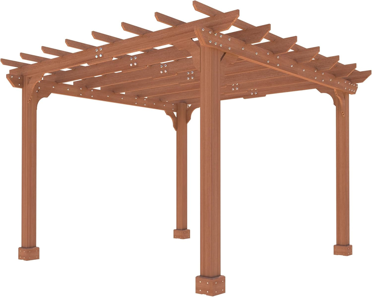 MUPATER 12×12 FT Outdoor Pergola with Roof, Wooden Pergola Kit with Stakes, Wood Garden Shelter Structure for Climbing Plant, Snow and Wind Supported, Shade for Patio, Backyard, Deck