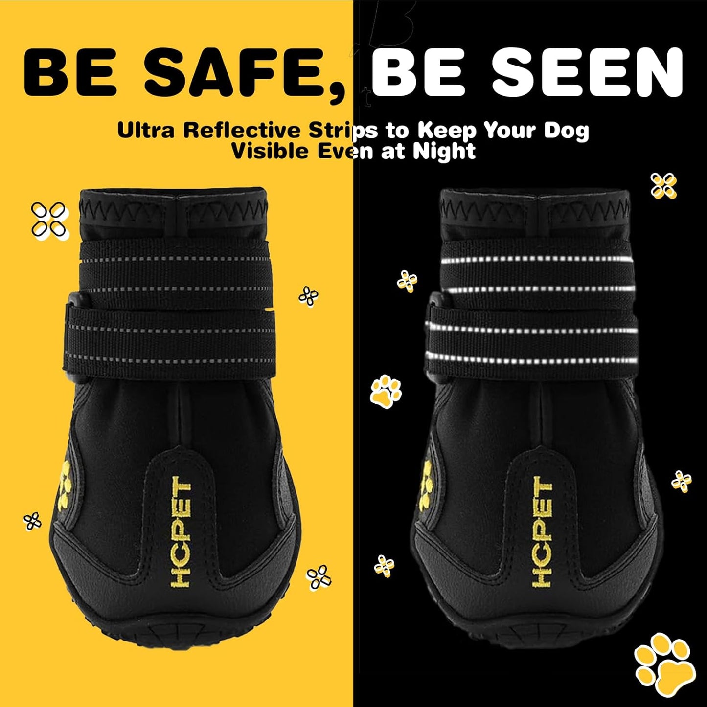 Hcpet Dog Shoes, Dog Boots for Small Dogs, Waterproof Medium Dog Booties Paw Protector for Summer Hot Pavement, Winter Snowy Day, Outdoor Walking, Indoor Hardfloors Anti Slip Sole Black Size 5