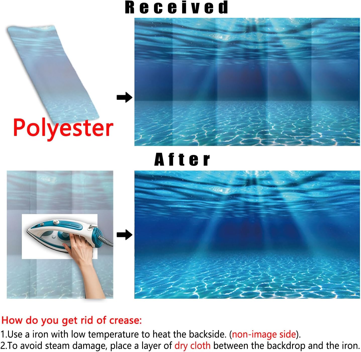 Natural Undersea Aquarium Background, Underwater Ocean Sunlight Fish Tank Background 72X18IN with 8 EVA Double-Sided Tape