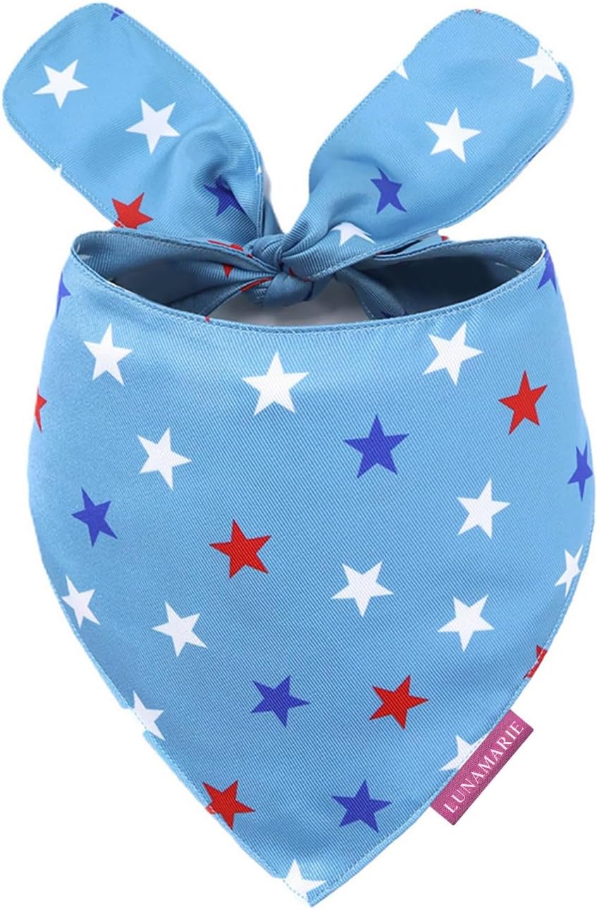 LunaMarie - Luxury Pet Birthday Bandanas -Premium & Silky Poly Fabric | 100% Handmade | Custom Shape Dual Layered (Liberty, X-Small)