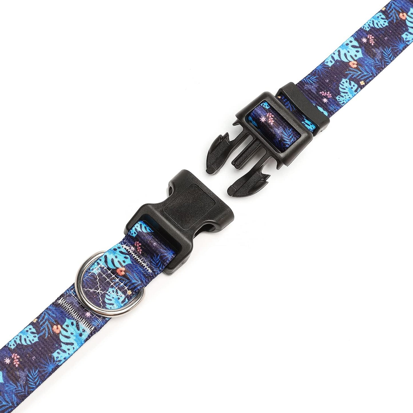 Mercano Adjustable Dog Collar - Special Design Patterns, Soft Nylon Comfortable Durable Pet Collar for Small Medium Large Dogs (S, Monstera)