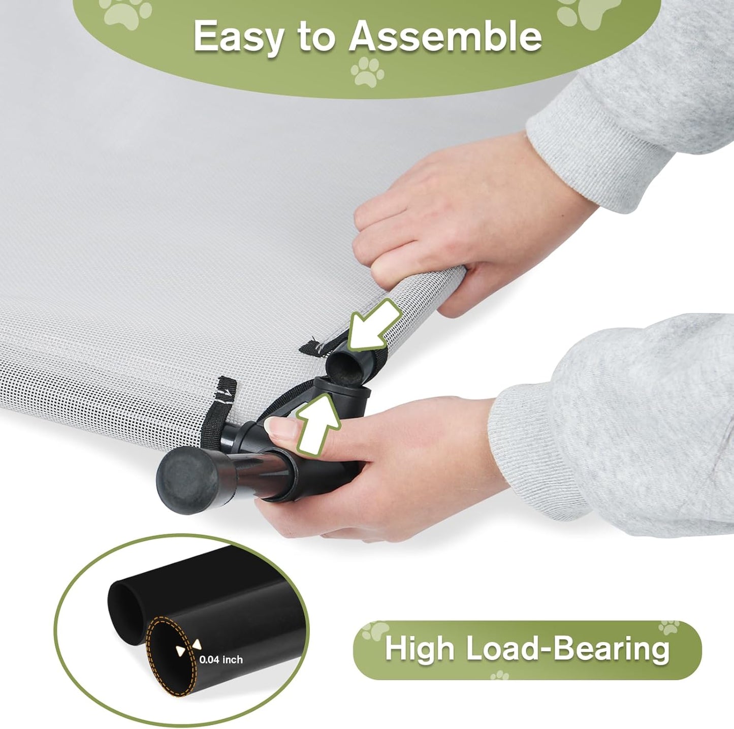 Small Elevated Dog Bed 22 Inch - Puppy Cooling Cot with Removable Washable Breathable Mesh, Raised Dog Cots Beds for Indoor and Outdoor, Grey