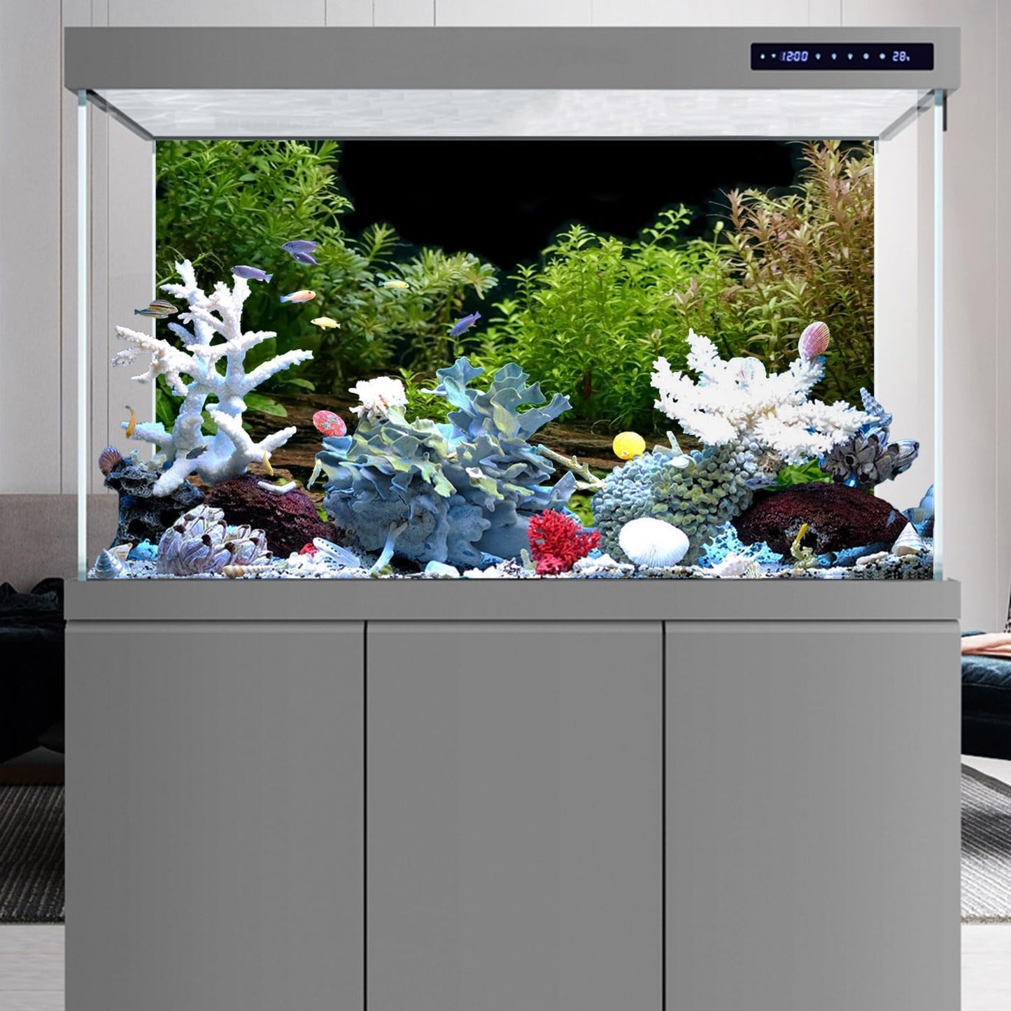 AWERT Aquarium Background River Bed & Lake Aquatic Plant Fish Tank Background Vinyl 36x20 inches