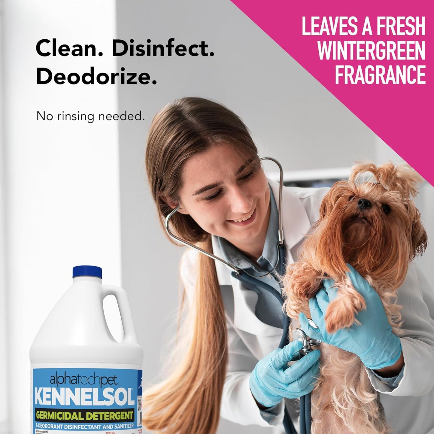 ATP KennelSol 1-Step Kennel Cleaner - 1 Gallon Liquid Disinfectant, Effective Against Bacteria and Viruses, Deodorizer Wintergreen Scent by Alpha Tech Pet