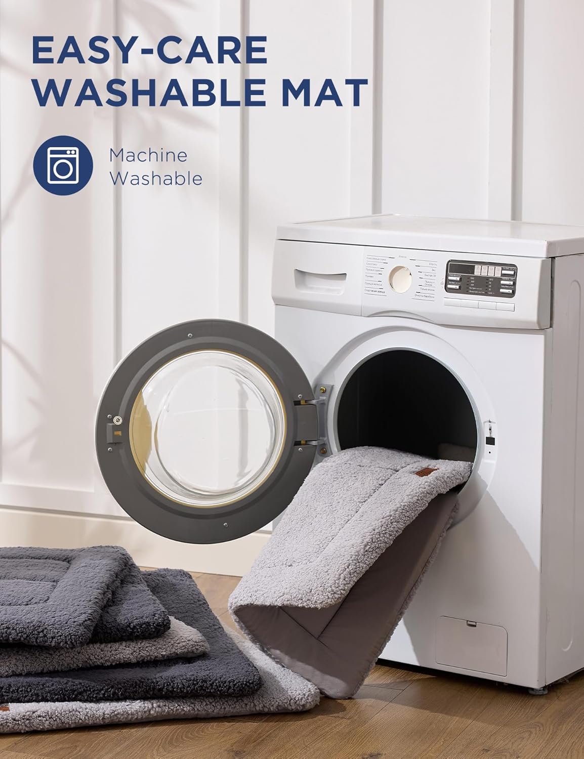 Joydeco Low Profile Dog Crate Mat Reversible Bed Pad, Washable Dog Pad Mat with Ultra Soft Fleece, Compact Design Kennel Beds Mats for Extra-Large Medium Small Pets, 41" x 28" Dark Gray