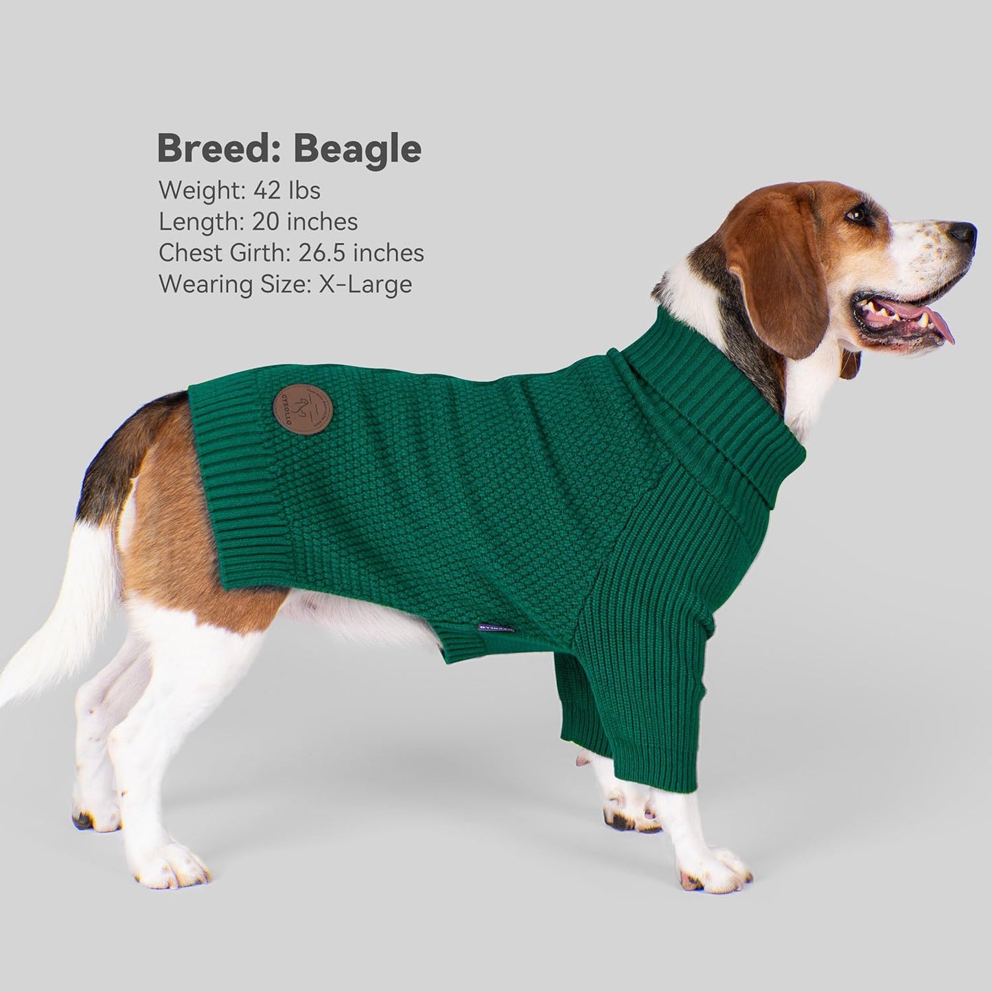 cyeollo 4XL Dog Sweater,Pullover Turtleneck for Large Dogs Classic Knitwear Fall Winter Cold Weather Dog Clothes Warm Pet Apparel Large Big Dogs Sweaters Male&Female, Green XXXXL