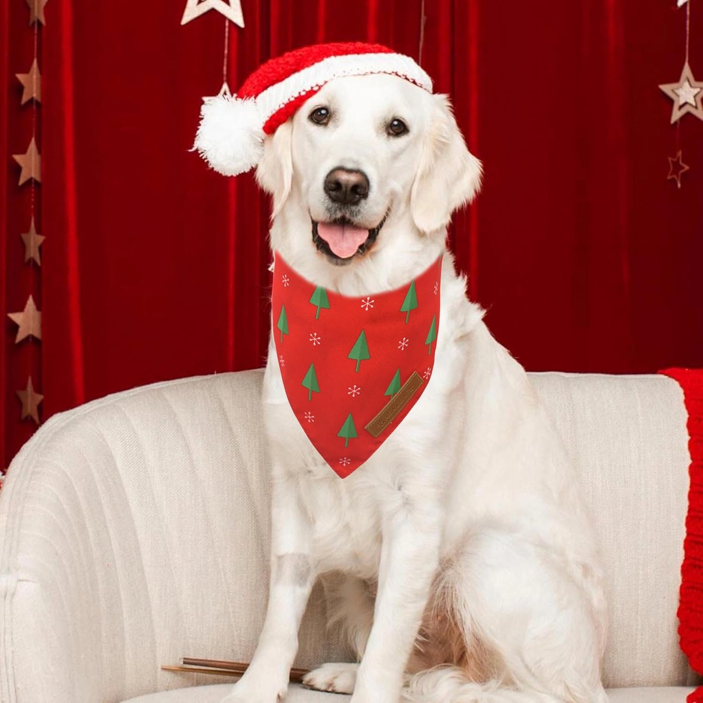 Realeaf Christmas Dog Bandanas 2 Pack, Reversible Red Green Xmas Dog Scarf for Boy and Girl, Premium Durable Fabric, Holiday Bandana for Small Medium Large and Extra Large Dogs (Large)