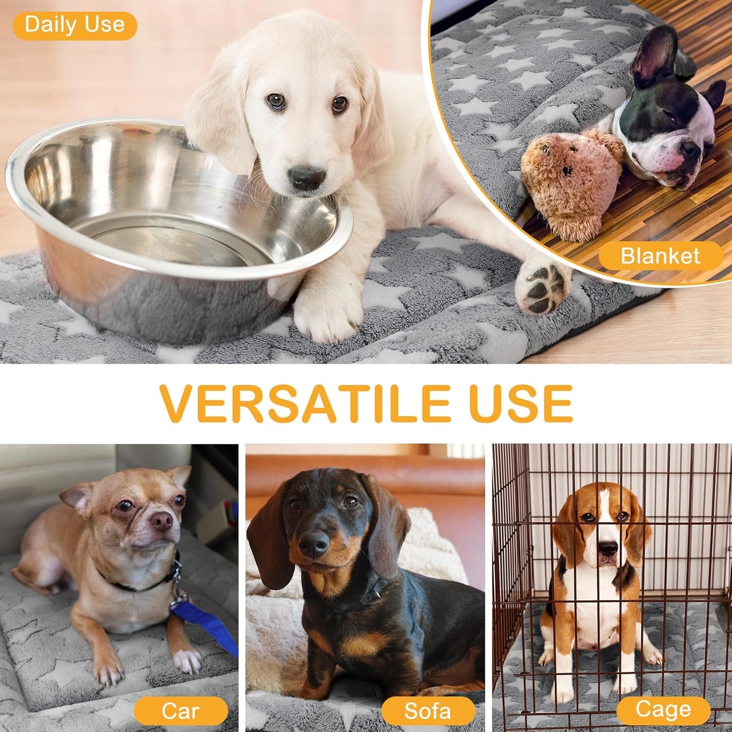 4 Pcs Washable Dog Crate Mat Kennel Pad Replaceable Reversible Pet Bed Pad for Crate Pet, Sleeping Mat for Small, Medium, Large Dog Machine Washable(18 x 14 x 1.6 Inch,Gray)