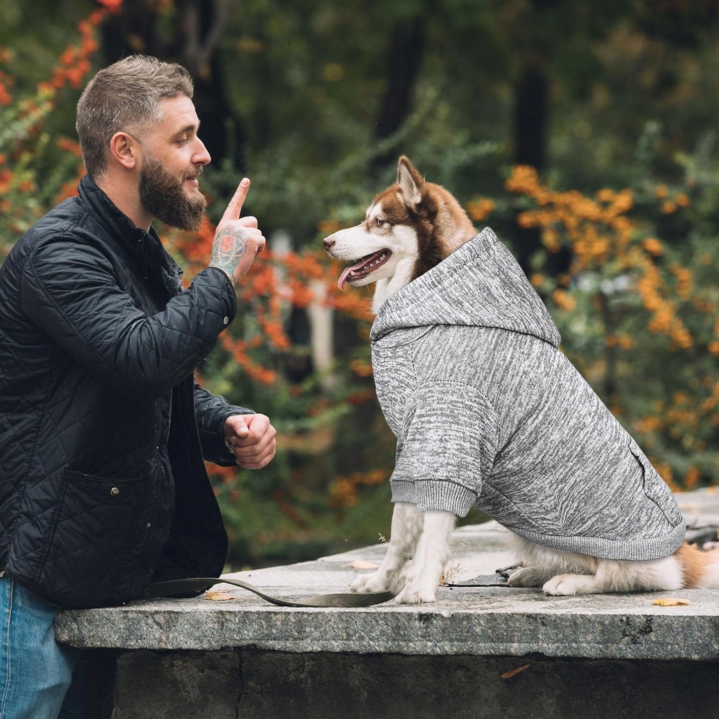 Dog Sweaters for Medium Dogs Dog Hoodie Fleece Dog Sweater Soft Dog Clothes Sweatshirt with Pocket Dog Hoodie for Medium Dogs(Grey&M)