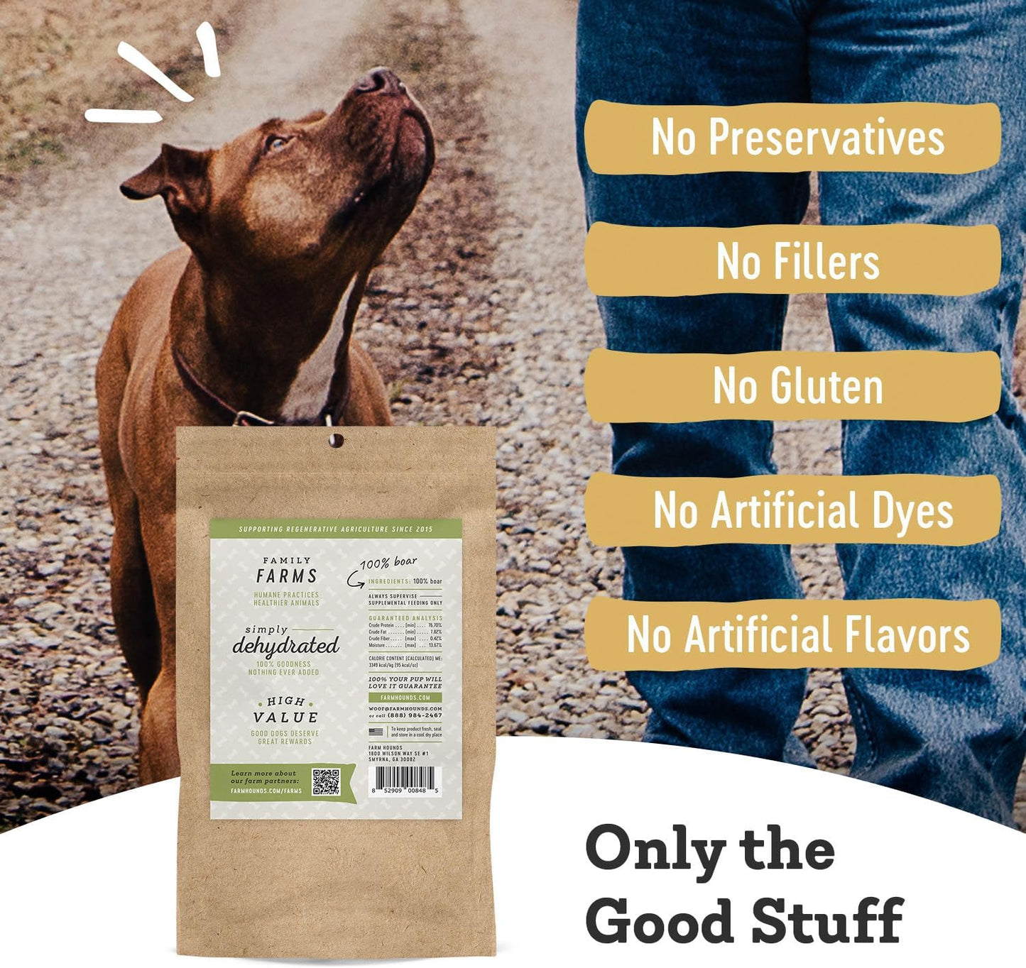 Farm Hounds - Boar Trainers - Premium Natural Jerky for Dogs - from 100% Humanely Raised Boar - Easy-Break - Great for Training & Treats - No Added Fillers - Made in USA - 4.5 oz - 2 Pack