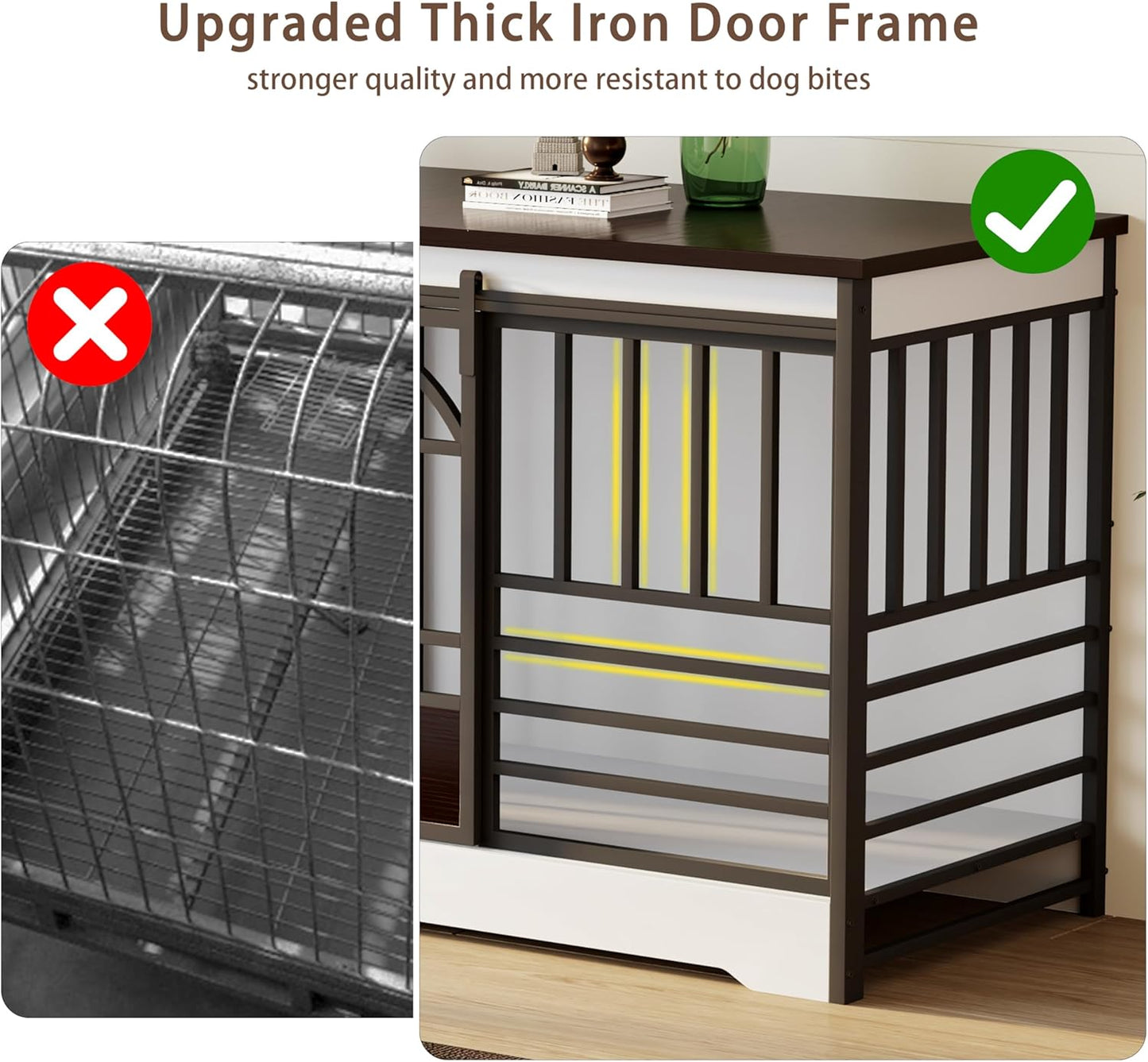 78 Inch Double Dog Crate Furniture, Extra Large Dog Kennel Indoor with Divider, Heavy Duty Dog Cage for 2 Dogs, Decorative Wooden Dog House Decorative Table TV Stand, Pet House for XLarge Dogs,White