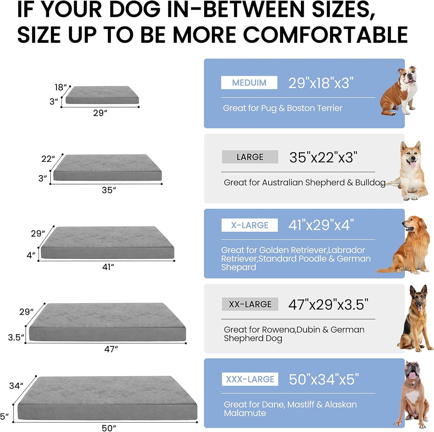 GOHOO Jumbo Dog Bed for Large Dogs, Orthopedic Memory Foam with Cooling Gel & Waterproof Lining