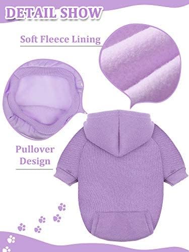 6 Pieces Dog Hoodie Dog Clothes Sweaters with Hat, Pet Winter Clothes Warm Hoodies Coat Sweater for Small Dogs Chihuahua(S)