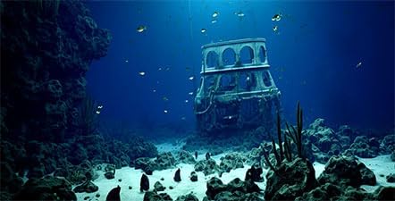 60X24IN Natural Underwater Aquarium Background, Pictures 3D Fish Reef Fish Tank Decoration Background, with 8 EVA Double-Sided Tape