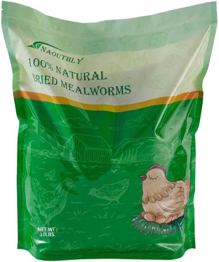 10lbs Dried Mealworms - Premium Non-GMO Chicken Feed, Nutritious High Protein Meal Worms- Food and Treats for Laying Hens, Wild Birds, Ducks, Chicken