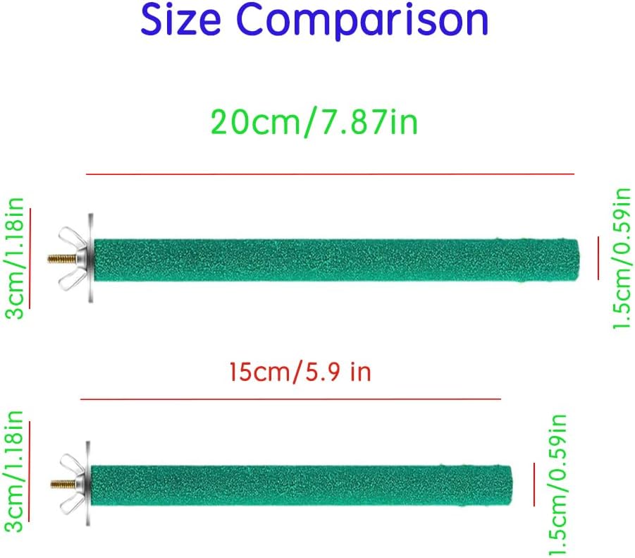 10 PCS Parrot Perch Stand Bird Perch Stand Toy Colorful Paw Grinding Stick Cage Wooden Parakeet Perch Accessories for Cockatiels （7.87in/0.59in）