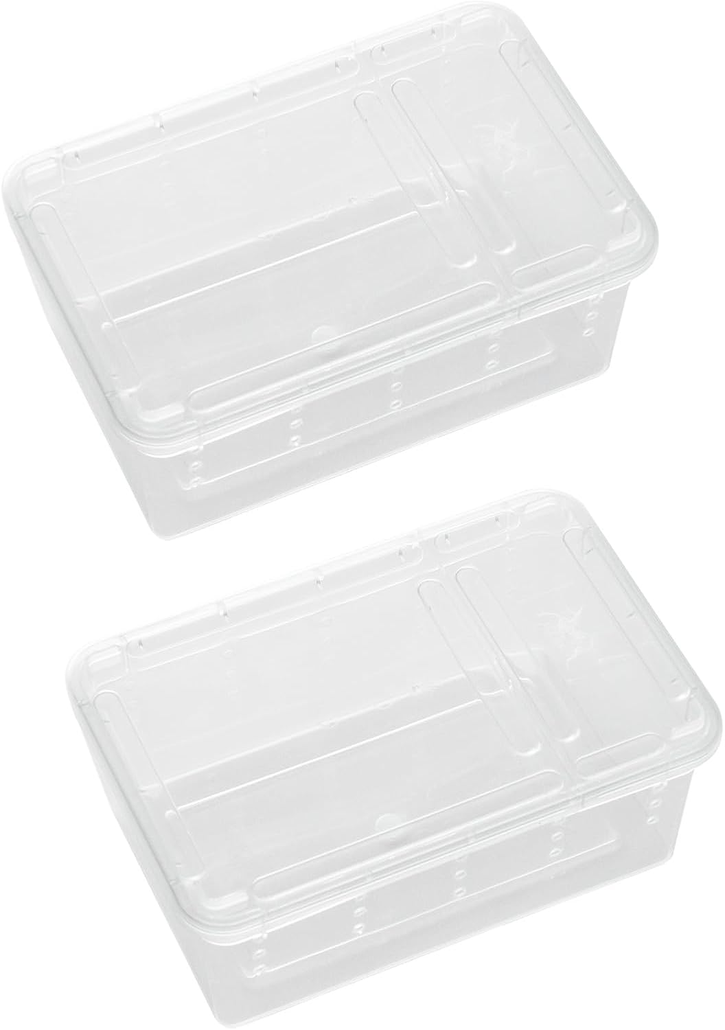 OMEM Portable Reptile Terrarium Habitat for Mini Pet Houses Breathable Holes Stackable Container (2PCS-XS)