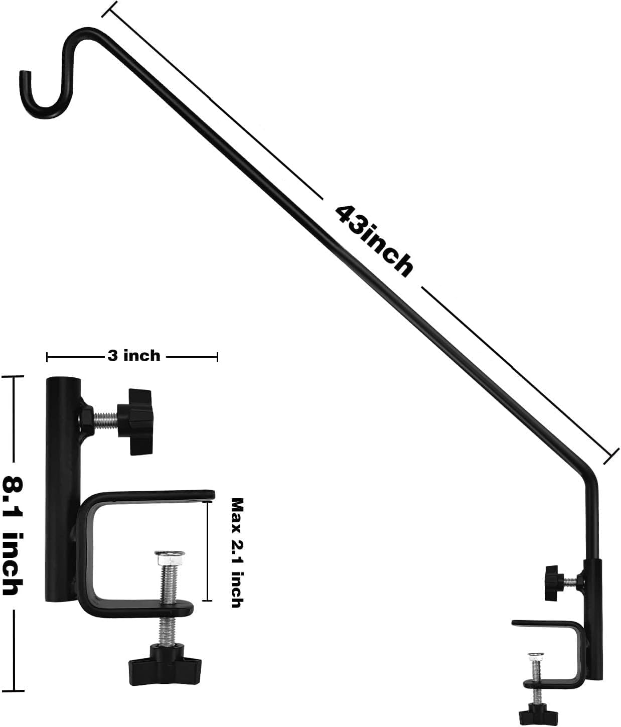 MIXXIDEA 2 Pack Heavy Duty Extensible Adjustable Deck Hooks for Hanging Bird Feeders, Plants, Suet Baskets, Wind Chimes, Lanterns