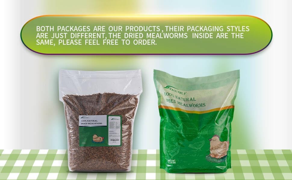 10lbs Dried Mealworms - Premium Non-GMO Chicken Feed, Nutritious High Protein Meal Worms- Food and Treats for Laying Hens, Wild Birds, Ducks, Chicken