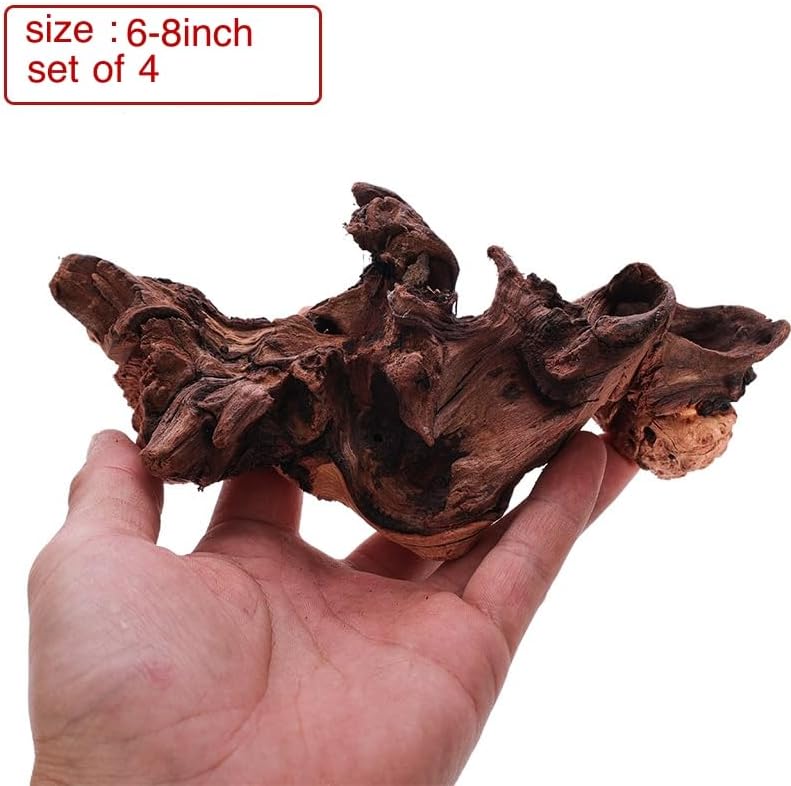 Small Natural Driftwood for Aquarium Styling Carefully Selected Natural Aquarium Decor Driftwood for Reptile Tank Reptile Tank Wood Decor (Driftwood 6-8inch 4pcs)