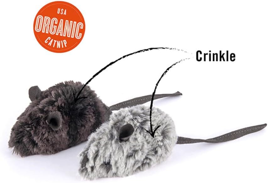 P.L.A.Y. Cute Plush Cat Toys - Feline Frenzy Animal Critter Themed Catnip Filled Toy, Great for Adult Cats and Kittens - Machine Washable, Recycled Materials, Crinkles (Catch a Meowse, Set of 2)