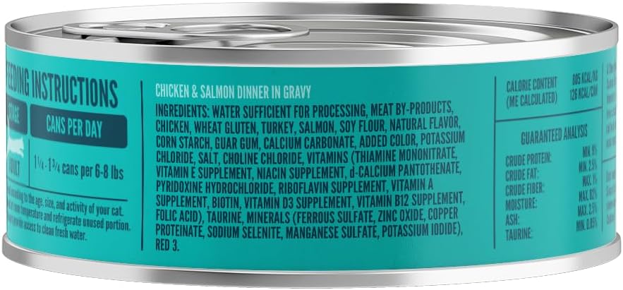 A Strong Heart Canned Wet Cat Food, Chicken & Salmon Dinner in Gravy - 5.5 oz Cans (Pack of 24), Made in The USA with Real Chicken & Salmon
