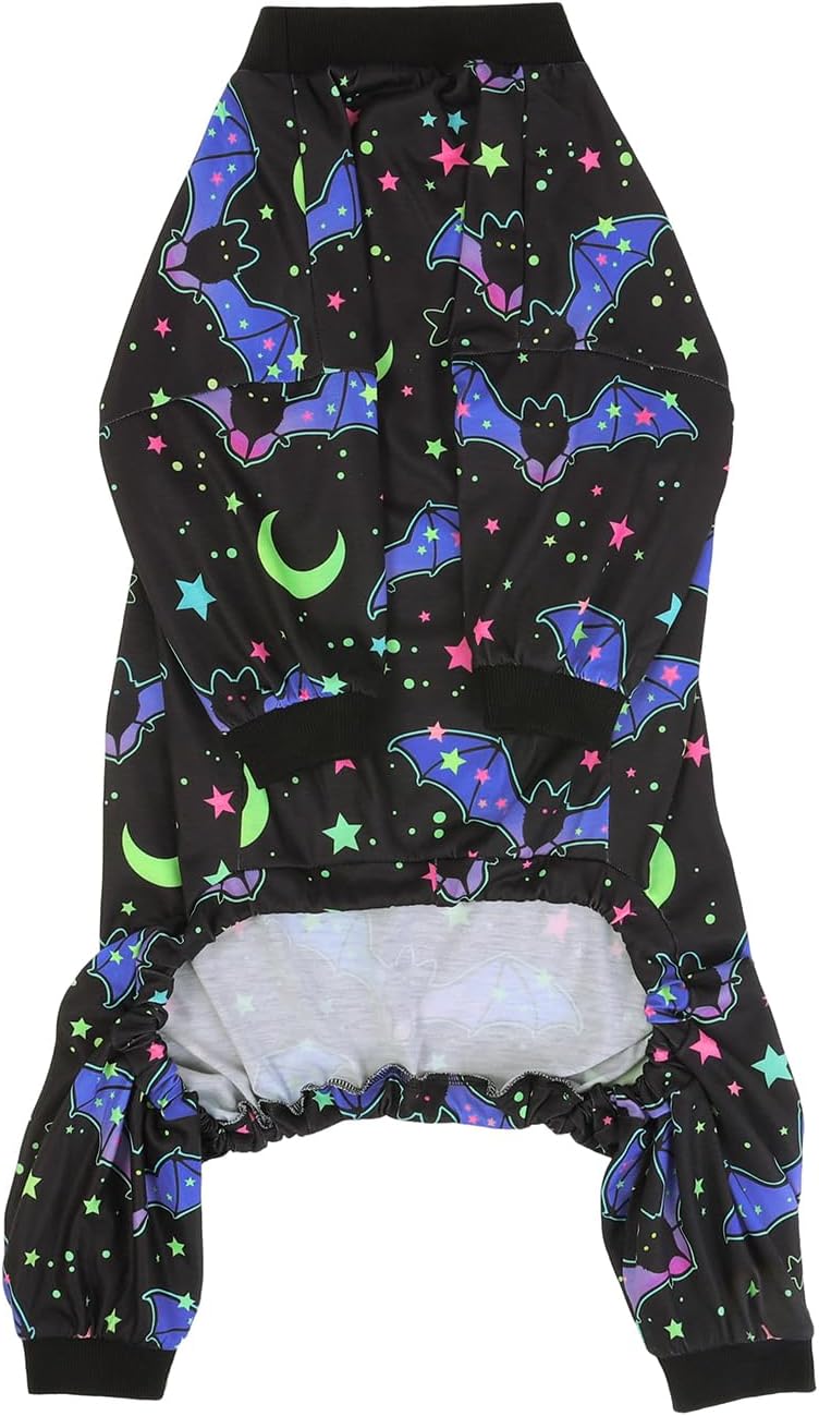 HDE Dog Pajamas One Piece Jumpsuit Lightweight Dog PJs Shirt for M-3XL Dogs Starry Bats - XL