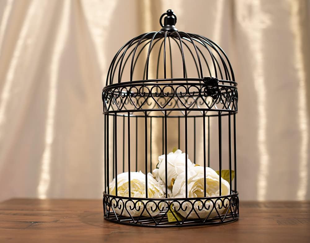 Anderson's Decorative Black Wire Birdcage Wedding Centerpiece, Table Décor, Hanging Decorations, Reusable