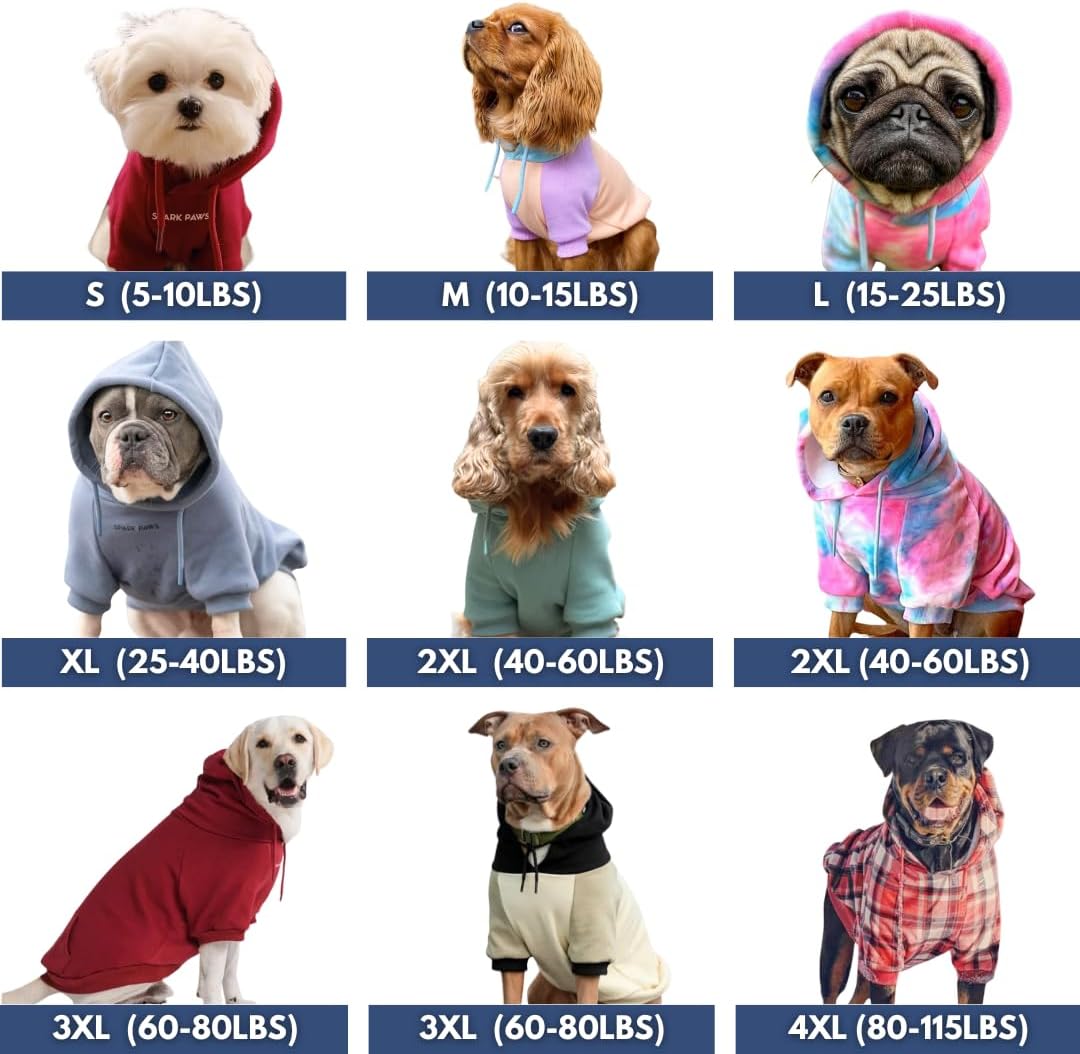 Spark Paws Dog Hoodie – Premium Dog Sweater for Small, Medium, and Large Dogs | Warm Outfits for French Bulldogs, Pitbull, Puppy, Winter Jacket Alternative - 90s Retro Sky Dye - 5XL