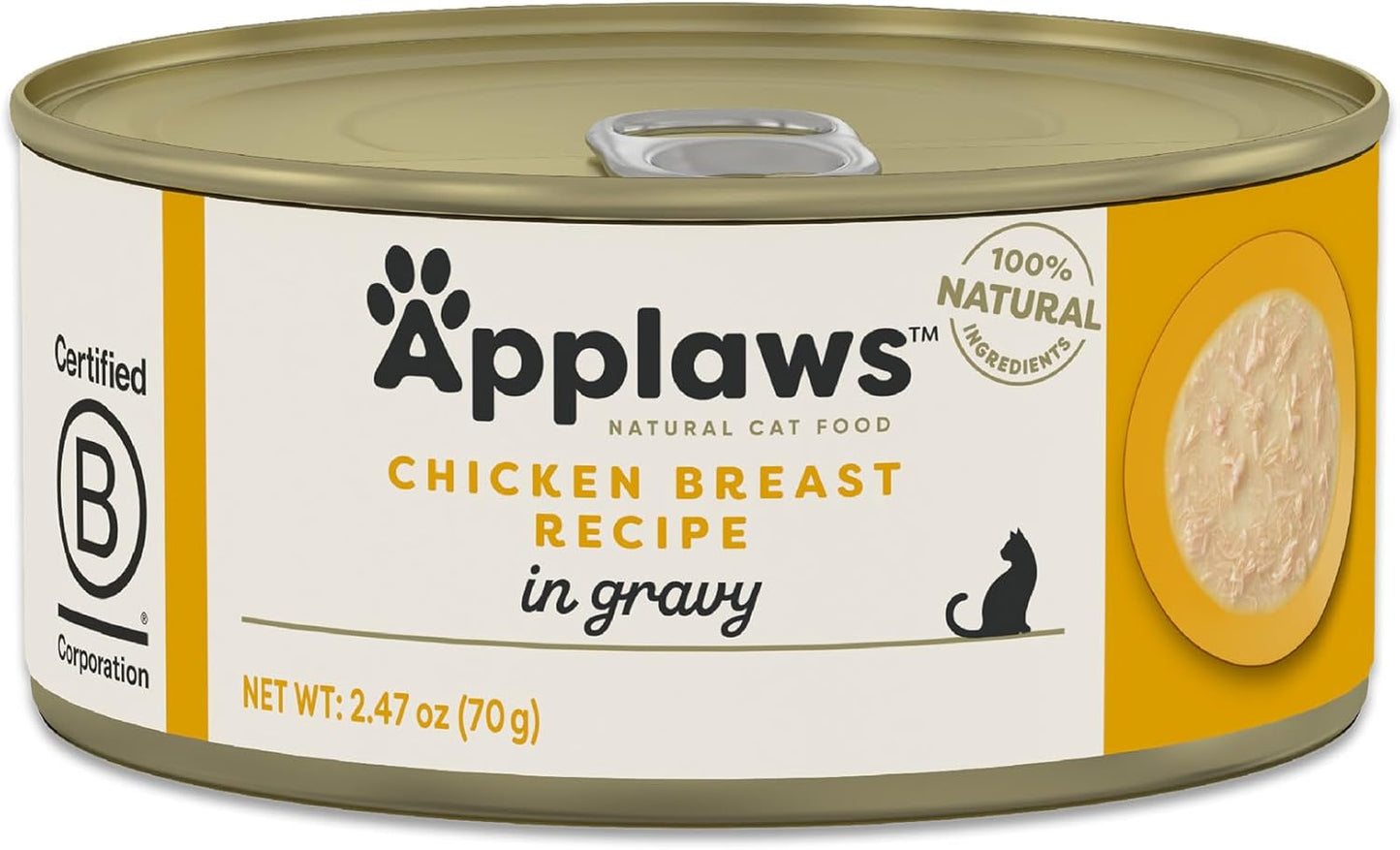 Applaws Natural Wet Cat Food in Gravy, Limited Ingredient Canned Wet Cat Food, No Additives, Made with Natural Ingredients, Chicken Breast in Gravy (24 x 2.47oz Cans)
