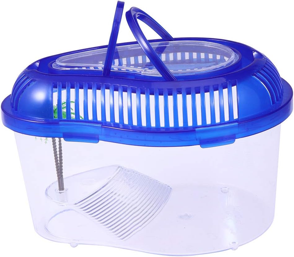 POPETPOP Reptile Carrier - Reptile Terrarium Habitat Small Turtle Tank, Turtle Container, Reptile Carrier with Cover and Handle - Above Tank Basking for Mini Pet Houses(Small)