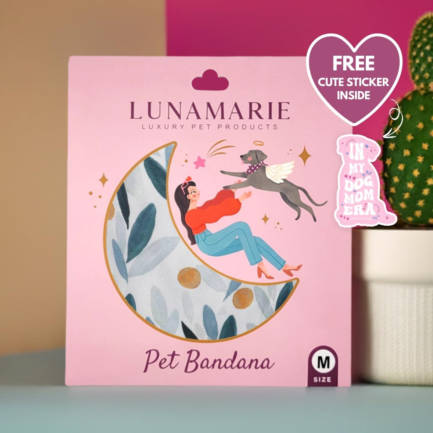 LunaMarie - Luxury Pet Birthday Bandanas -Premium & Silky Poly Fabric | 100% Handmade | Custom Shape Dual Layered (Green/Orange Floral, Small)