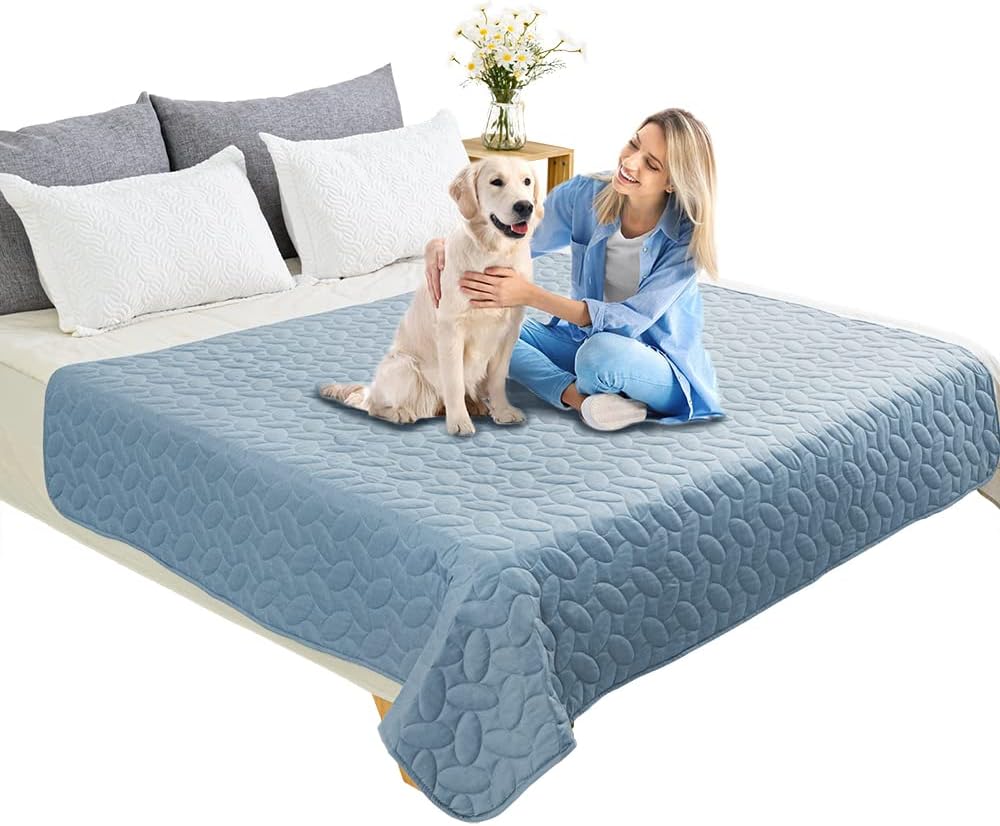 Ameritex Pet Bed Cover Dog Bed Blanket for Sofa and Furniture Waterproof New Pattern Design (68x82 Inch, Light Blue)