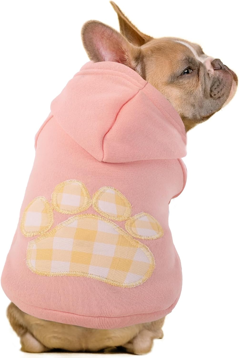 SAWMONG Dog Hoodie,Flannel Pet Hooded Sweater with Hat Puppy Pullover Sweater Shirt,Dog (Pink,L)