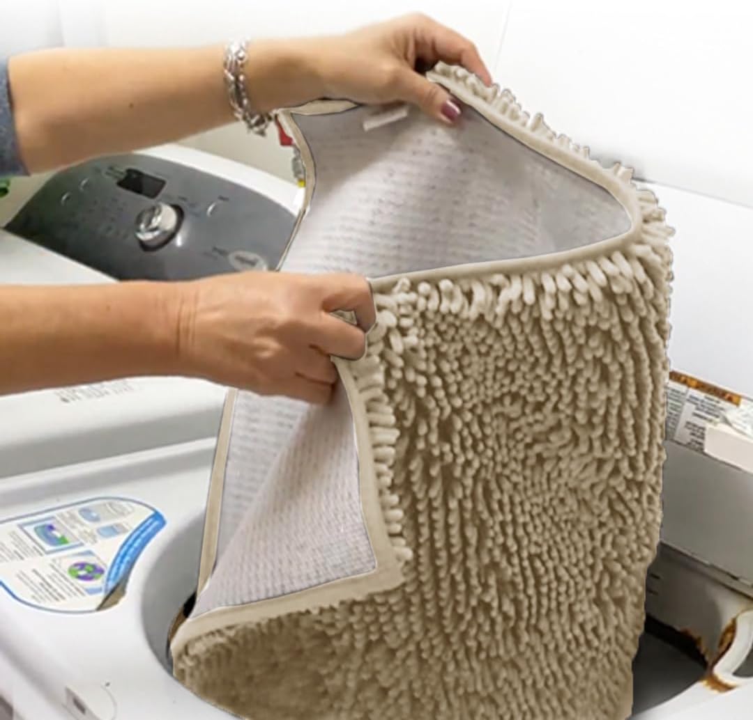 Muddy Mat® Shown on TV – Super Absorbent Microfiber Dog Door Mat for Muddy Paws, Non-Slip Washable Pet Rug, Quick Dry Chenille Entryway Carpet, Machine Washable Indoor Outdoor mat, Beige 35"x24"