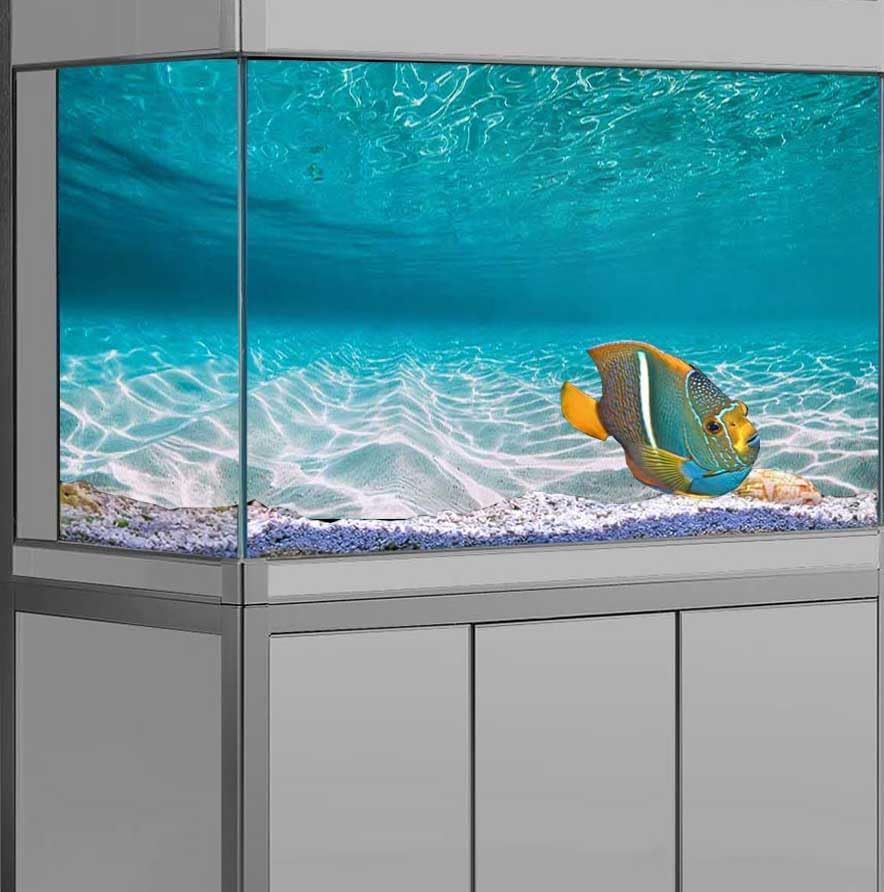 48X20IN Natural Undersea Aquarium Background, Undersea Beach Fish Tank Background, with 8 EVA Double-Sided Tape