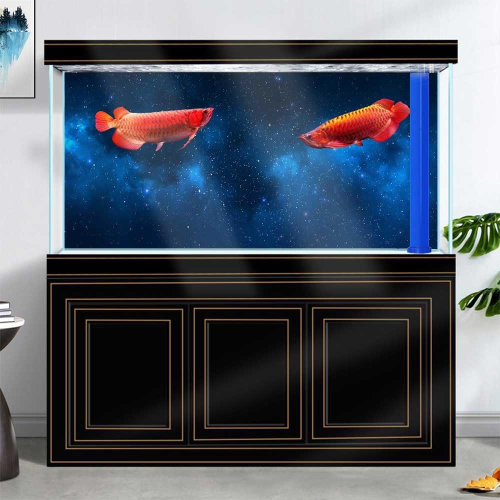 72X16IN Starry Aquarium Background, Art Starry Fish Tank Decorations Background, with 8 EVA Double-Sided Tape