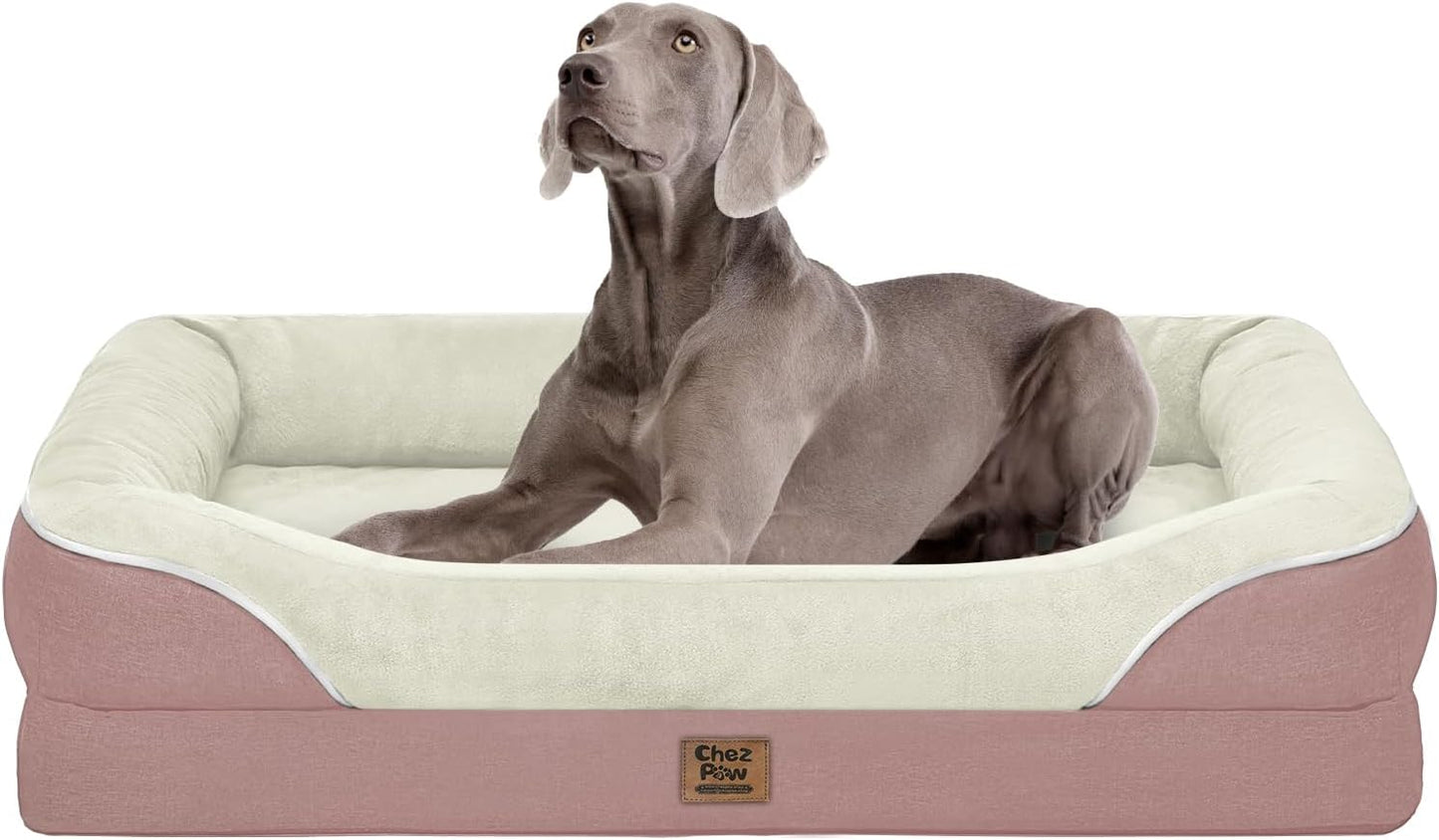 Orthopedic Washable Large Dog Bed - Removable Orthopedic Dog Bed XL with Bolster Extra Large Dogs Beds with Washable Cover for Large Size Pet Non-Slip Bottom