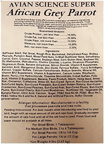 Volkman Avian Science Super African Grey Bird Food (8 Pound (Pack of 1))